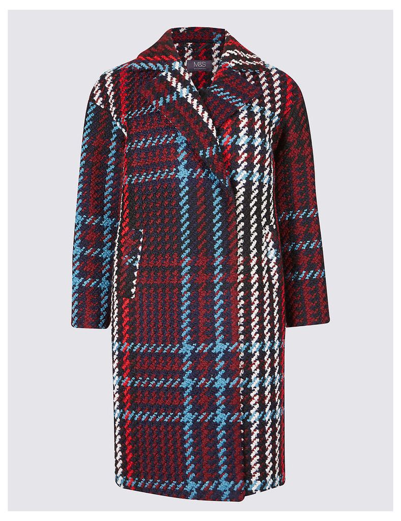 M&S Collection PETITE Double Breasted Checked Coat