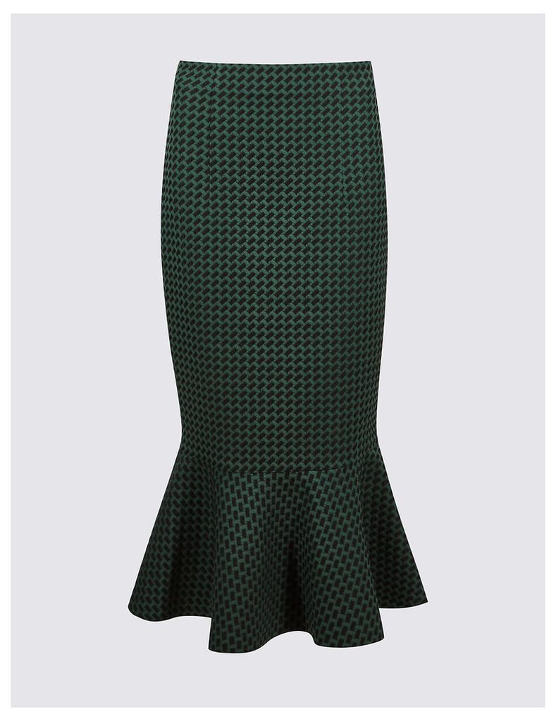 M&S Collection Cotton Blend Printed Fishtail Skirt