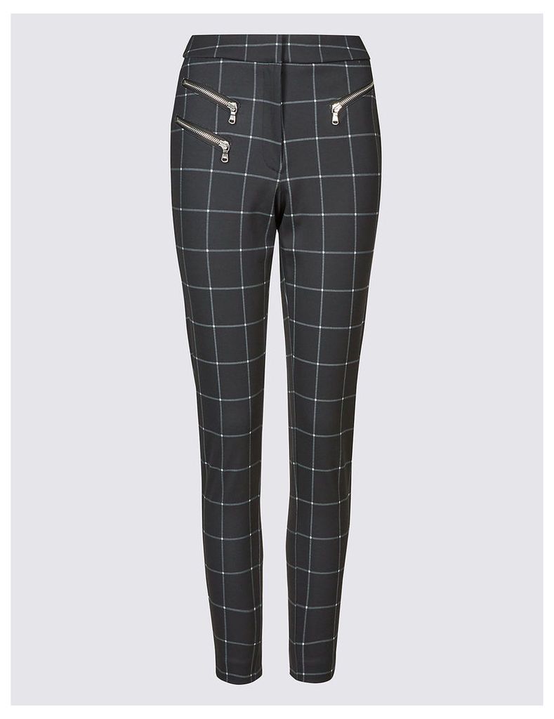 M&S Collection Ponte Checked Skinny Leg Trousers