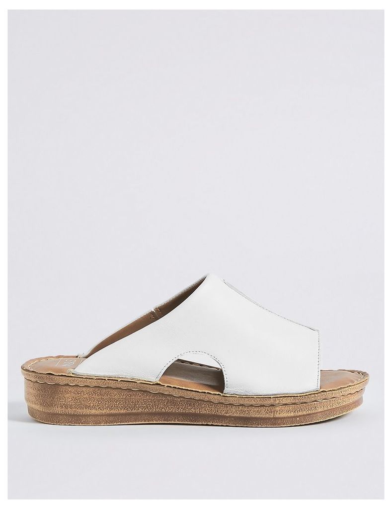 M&S Collection Leather Flatform Seamed Mule