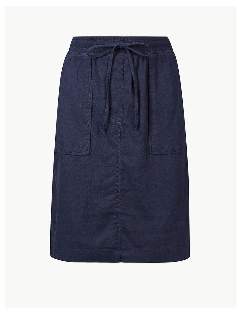 M&S Collection Linen Rich A-Line Skirt