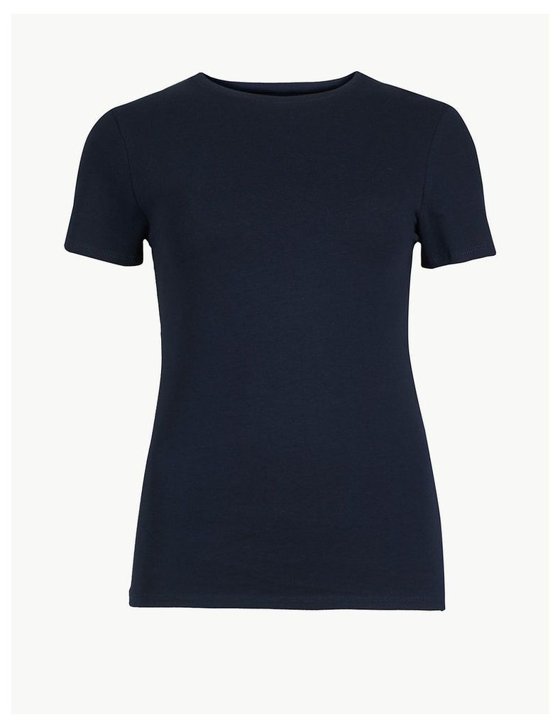 M&S Collection Cotton Rich Round Neck Fitted T-Shirt