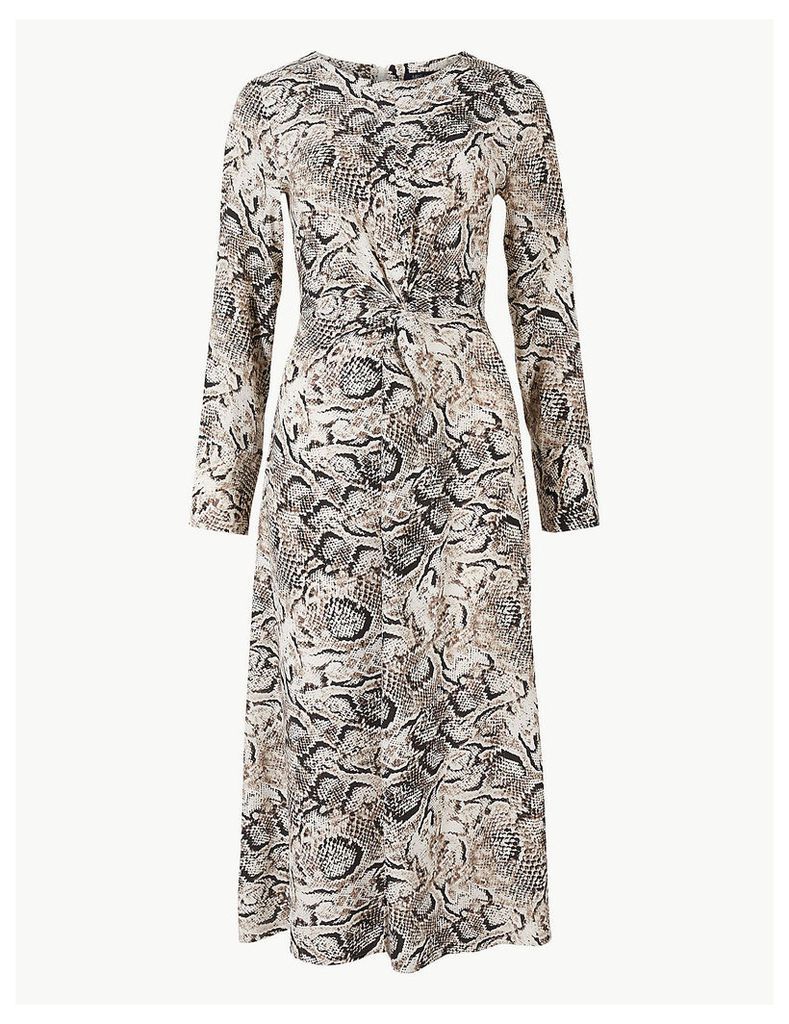 M&S Collection Animal Twist Front Fit & Flare Midi Dress