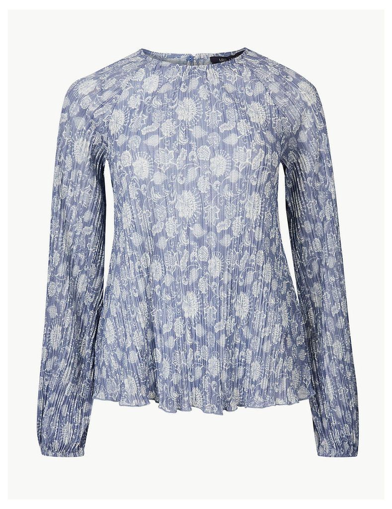 M&S Collection Floral Print Sheer Relaxed Fit Blouse