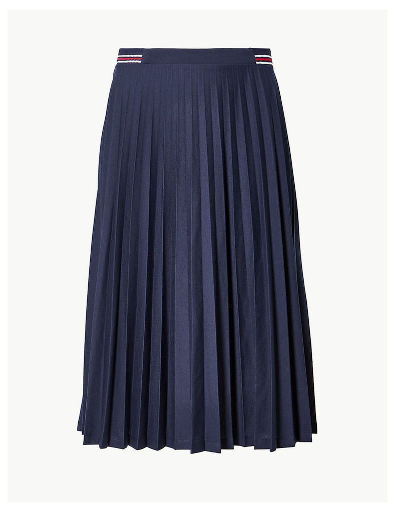 M&S Collection Jersey Pleated Midi Skirt
