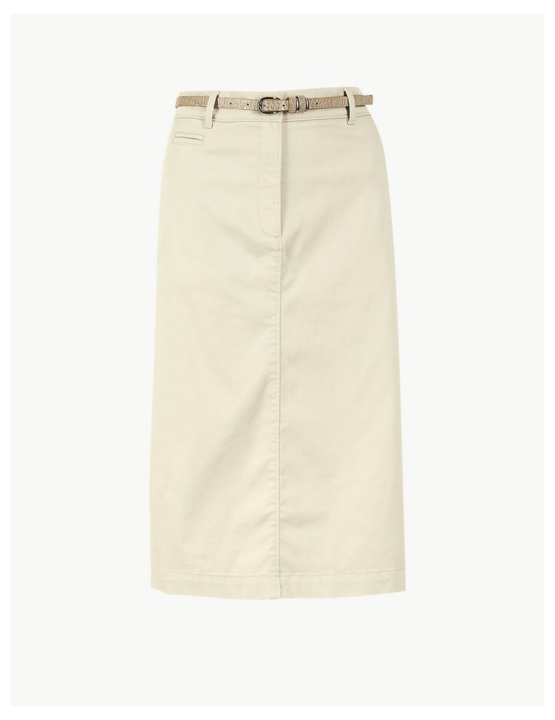 M&S Collection Cotton Rich Chino A-Line Skirt