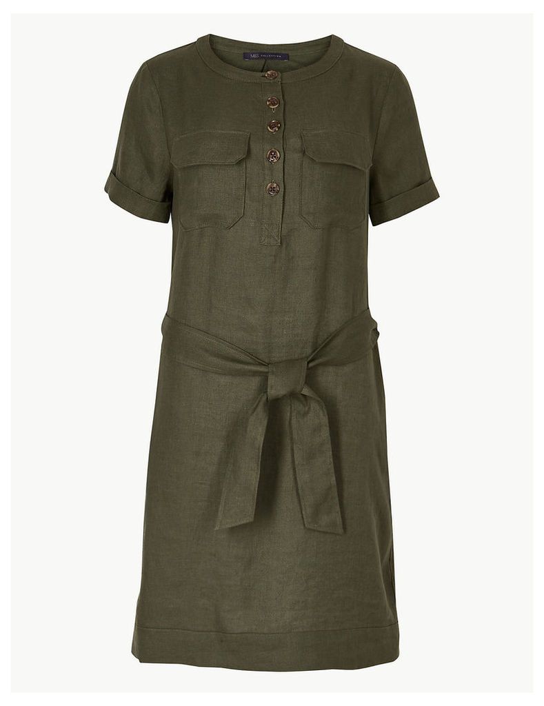 M&S Collection Pure Linen Mini Shirt Dress
