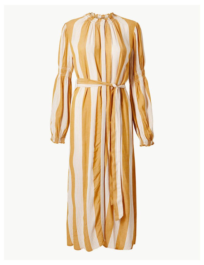 M&S Collection Striped Tie Waisted Midi Dress