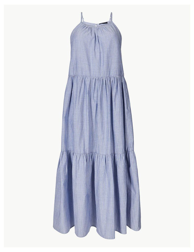 M&S Collection Pure Cotton Striped Slip Midi Dress