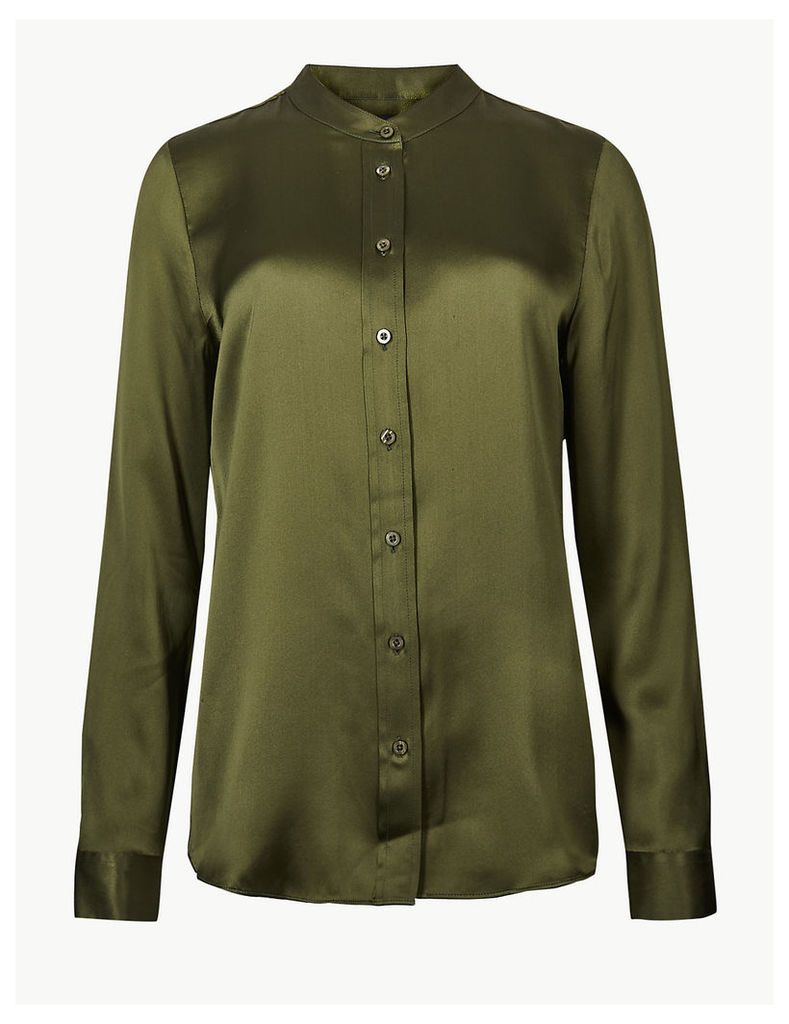M&S Collection Pure Silk Button Detailed Shirt