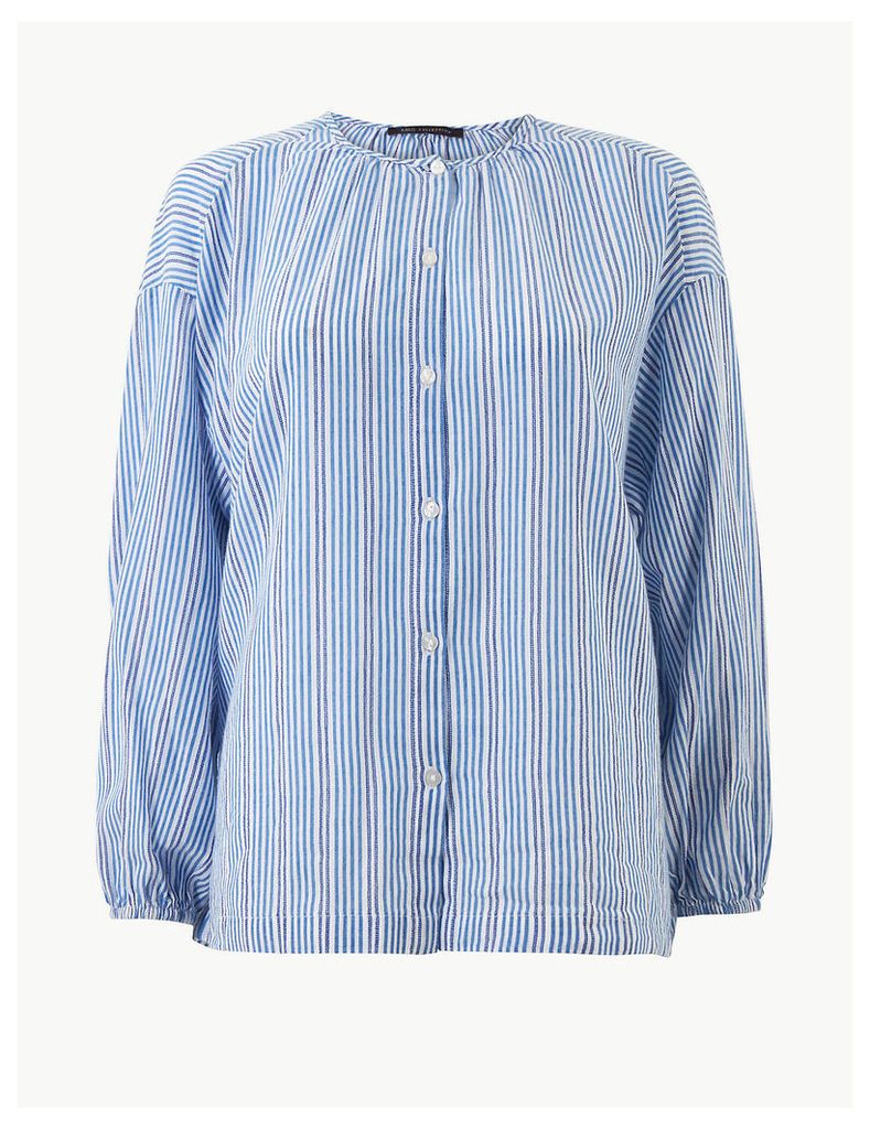 M&S Collection Pure Cotton Striped Blouse