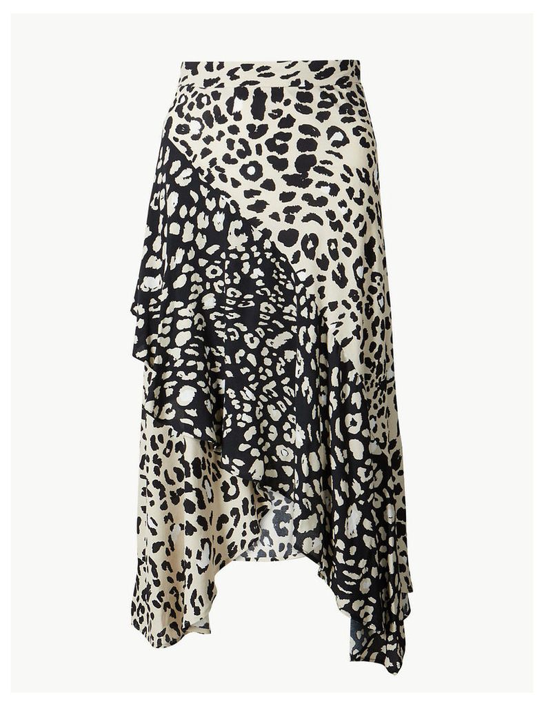 M&S Collection Animal Print Wrap Style Midi Skirt