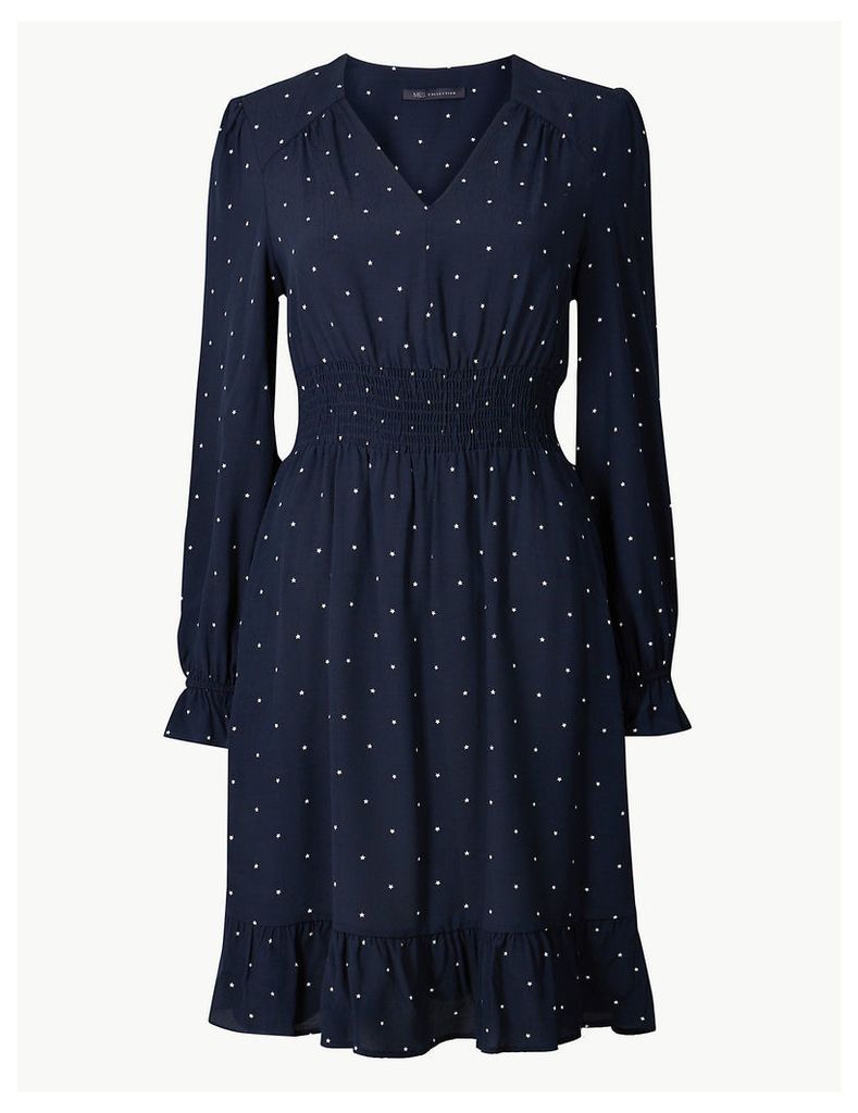 M&S Collection Star Print Waisted Dress