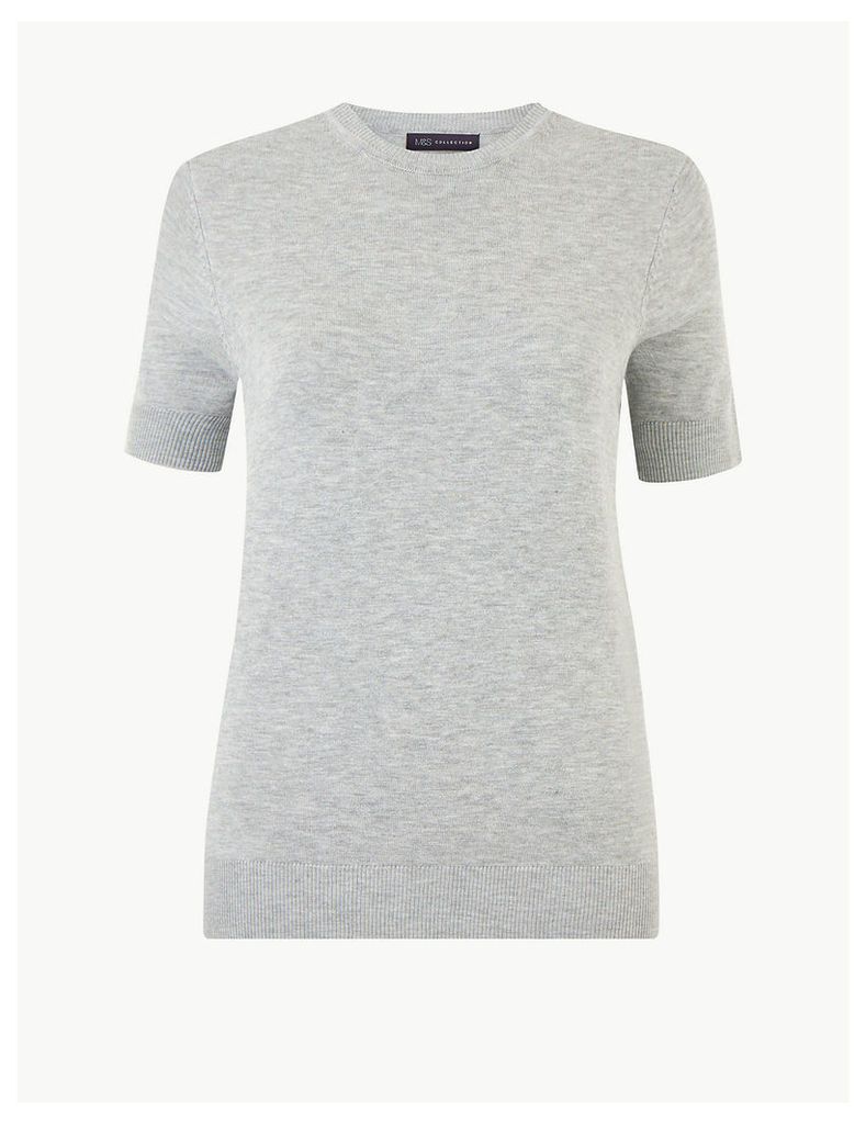 M&S Collection Round Neck Short Sleeve Knitted Top