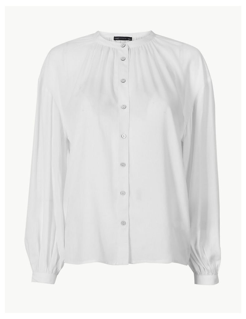 M&S Collection Collarless Blouson Sleeve Blouse
