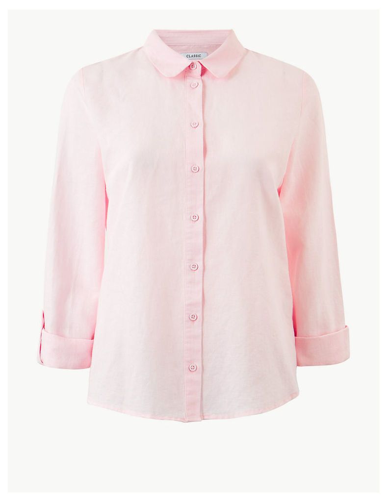 M&S Collection Linen Rich Button Detailed Shirt