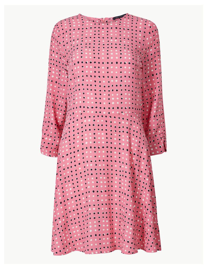 M&S Collection Polka Dot 3/4 Sleeve Fit & Flare Mini Dress