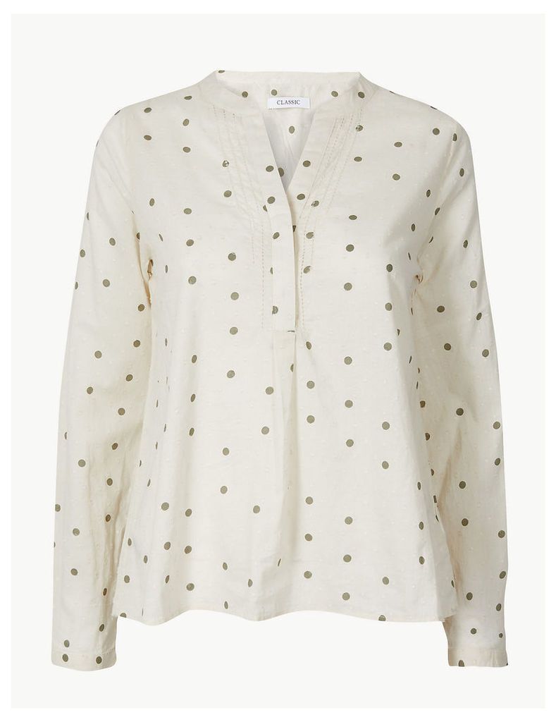 M&S Collection Pure Cotton Polka Dot Blouse