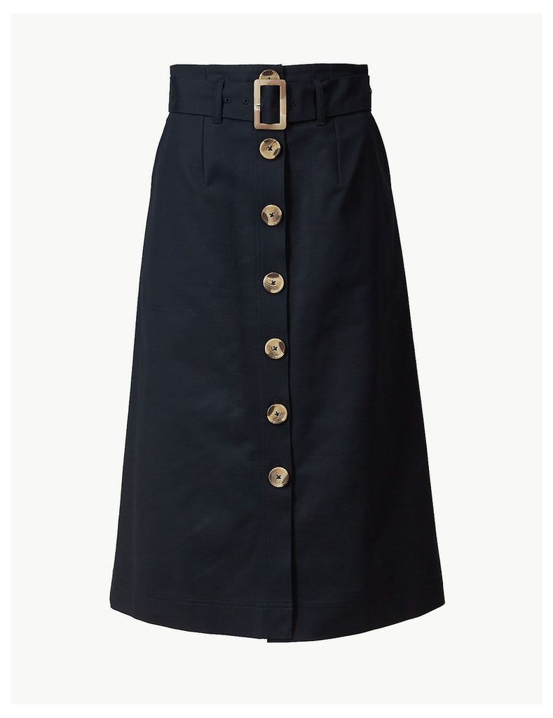 M&S Collection Button Detailed Fit & Flare Skirt