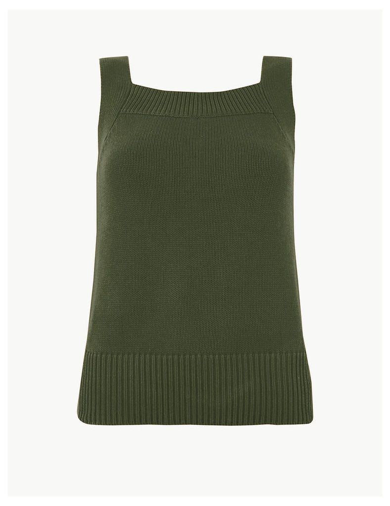 M&S Collection Pure Cotton Square Neck Knitted Vest Top