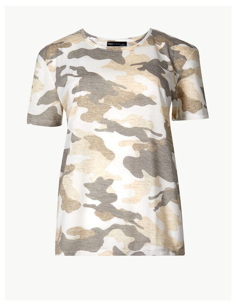 M&S Collection Camouflage Print Relaxed Fit T-Shirt