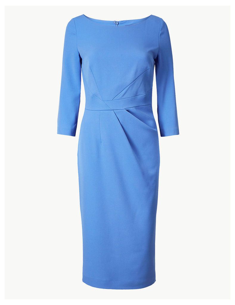 M&S Collection Pleated 3/4 Sleeve Bodycon Dress