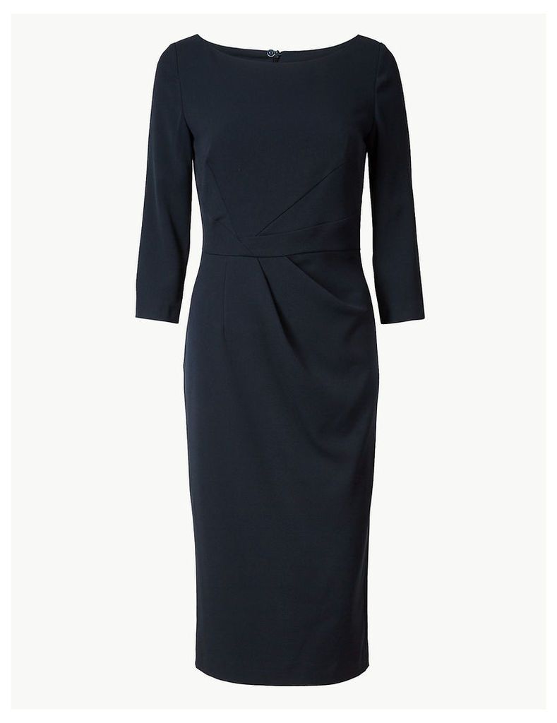 M&S Collection Pleated 3/4 Sleeve Bodycon Dress