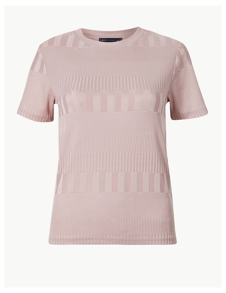 M&S Collection Textured Round Neck Fitted T-Shirt
