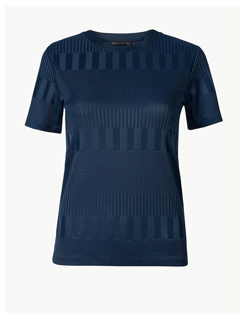 M&S Collection Textured Round Neck Fitted T-Shirt