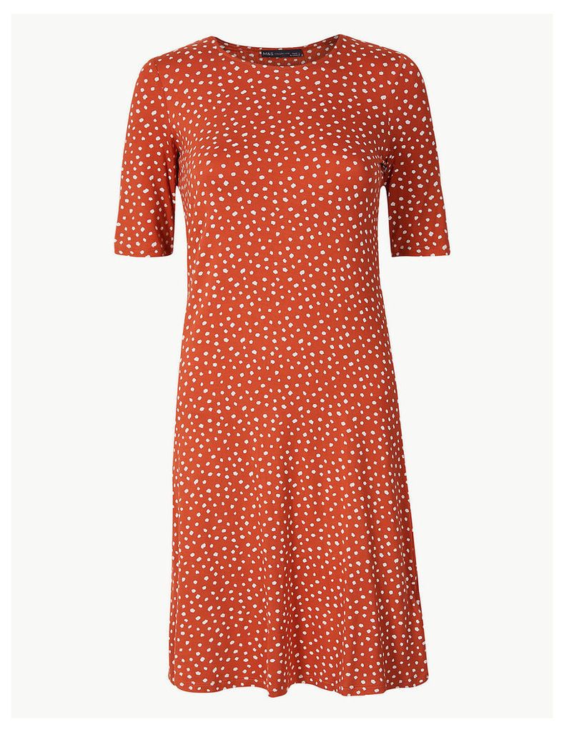 M&S Collection Polka Dot Jersey Knee Length Swing Dress