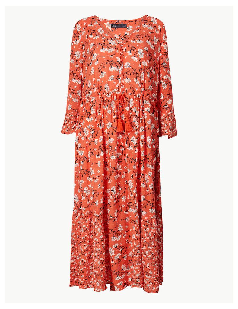 M&S Collection Floral Drawcord Relaxed Midi Dress