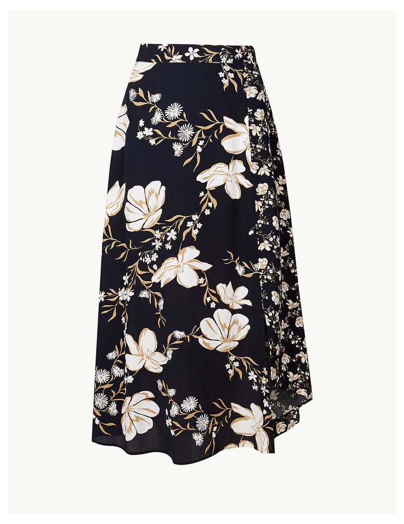 M&S Collection Floral Print Asymmetric Skirt