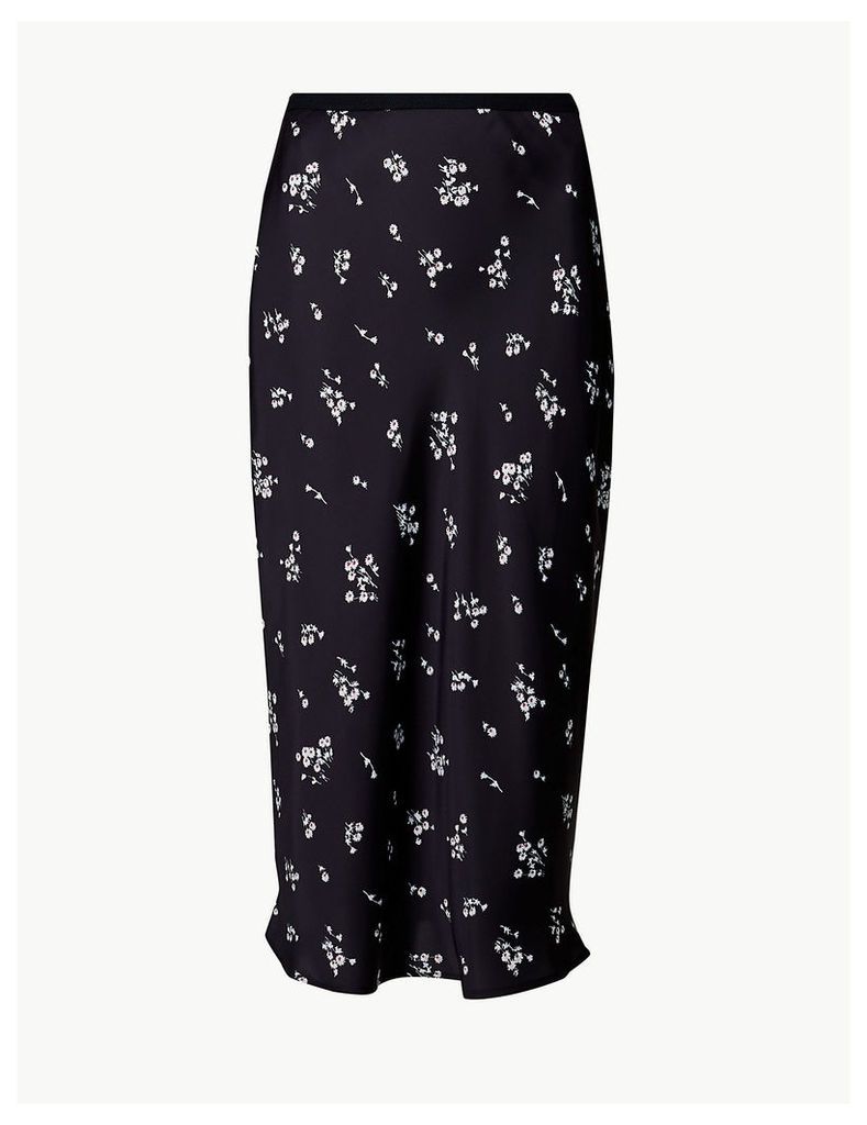 M&S Collection Floral Print Slip Midi Skirt