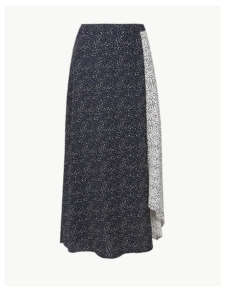 M&S Collection Polka Dot Asymmetric Midi Skirt