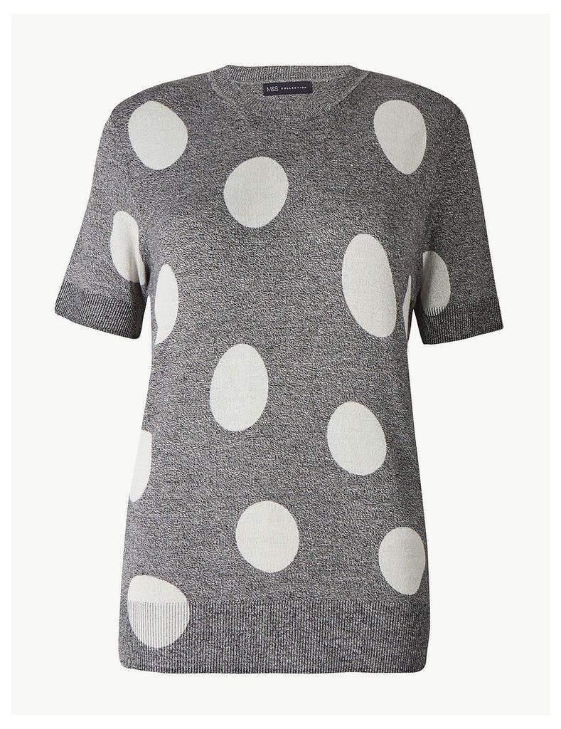 M&S Collection Polka Dot Round Neck Knitted Top