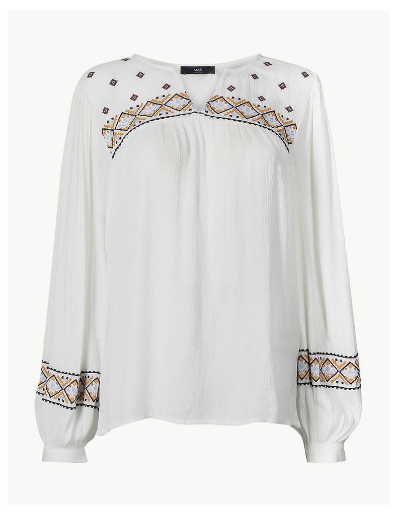 M&S Collection Embroidered Blouson Sleeve Tunic