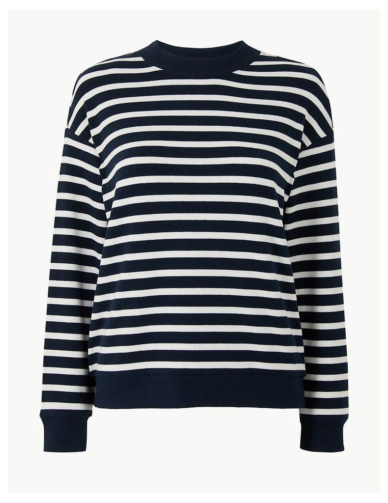 M&S Collection Striped High Neck Regular Fit Sweatshirt