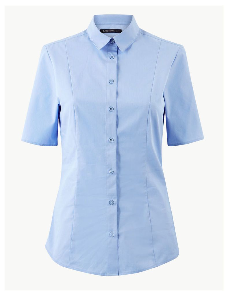 M&S Collection Cotton Rich Button Detailed Shirt