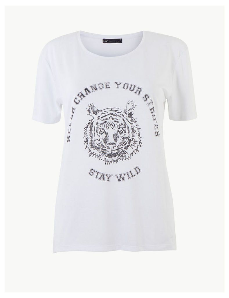 M&S Collection Wild Slogan Relaxed Fit T-Shirt