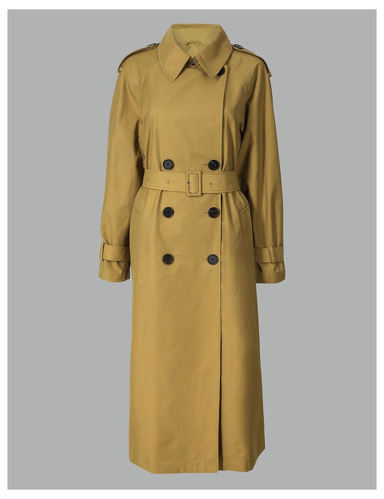 Autograph Cotton Rich Double Breasted Trench Coat