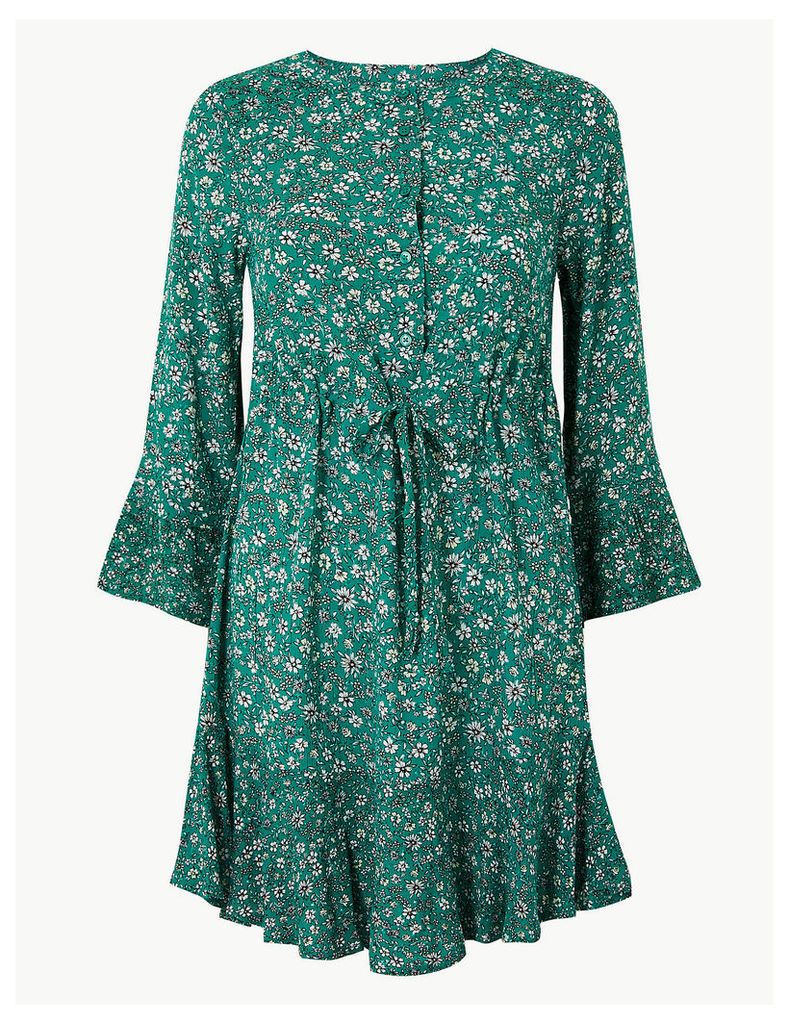 M&S Collection PETITE Floral Drawcord Relaxed Mini Dress