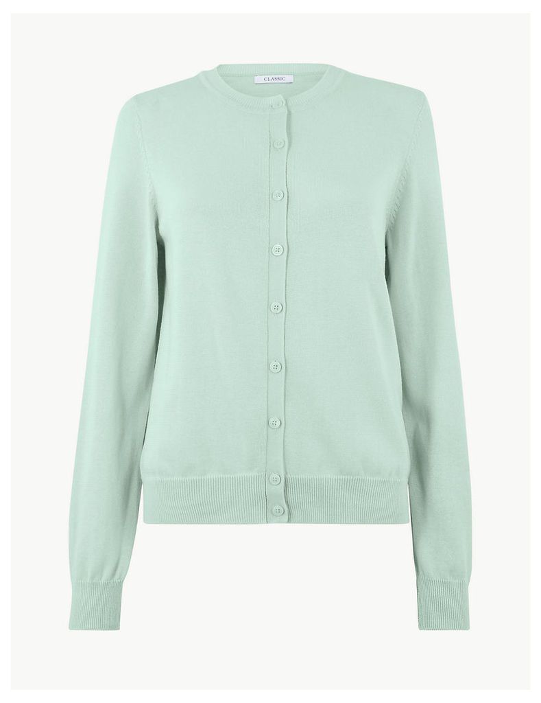 M&S Collection Pure Cotton Round Neck Cardigan