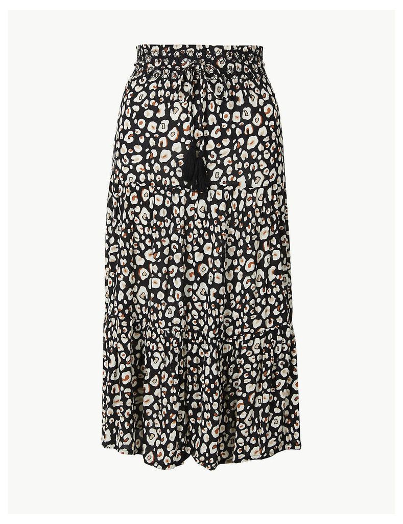 M&S Collection Animal Print Fit & Flare Midi Skirt