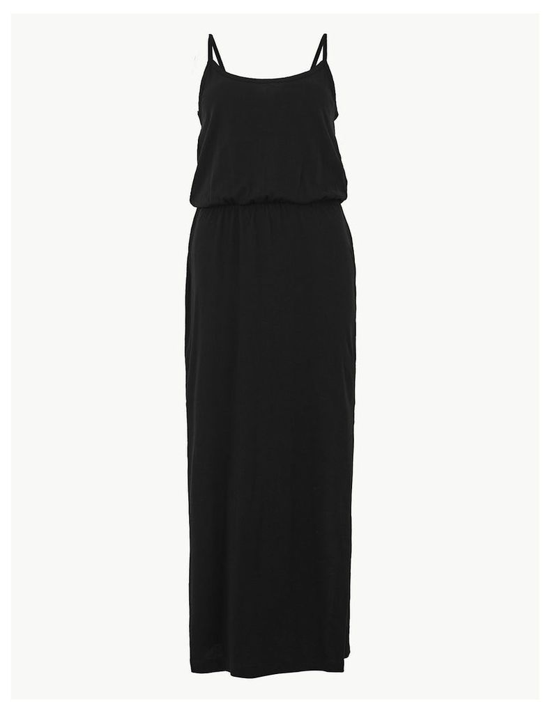 M&S Collection PETITE Pure Cotton Waisted Maxi Dress