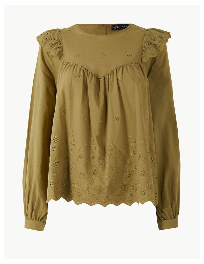 M&S Collection Pure Cotton Embroidered Blouse