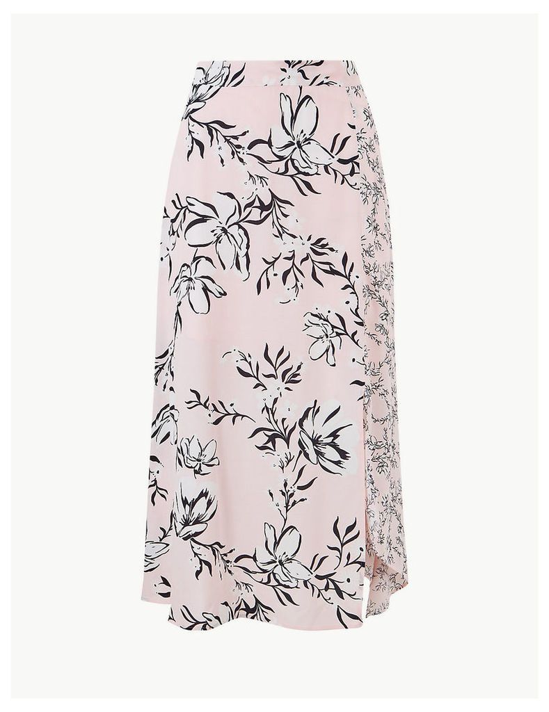 M&S Collection Floral Print Asymmetric Midi Skirt