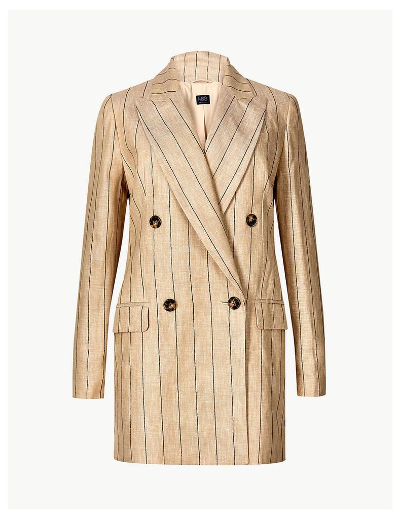 M&S Collection Pure Linen Oversized Striped Blazer