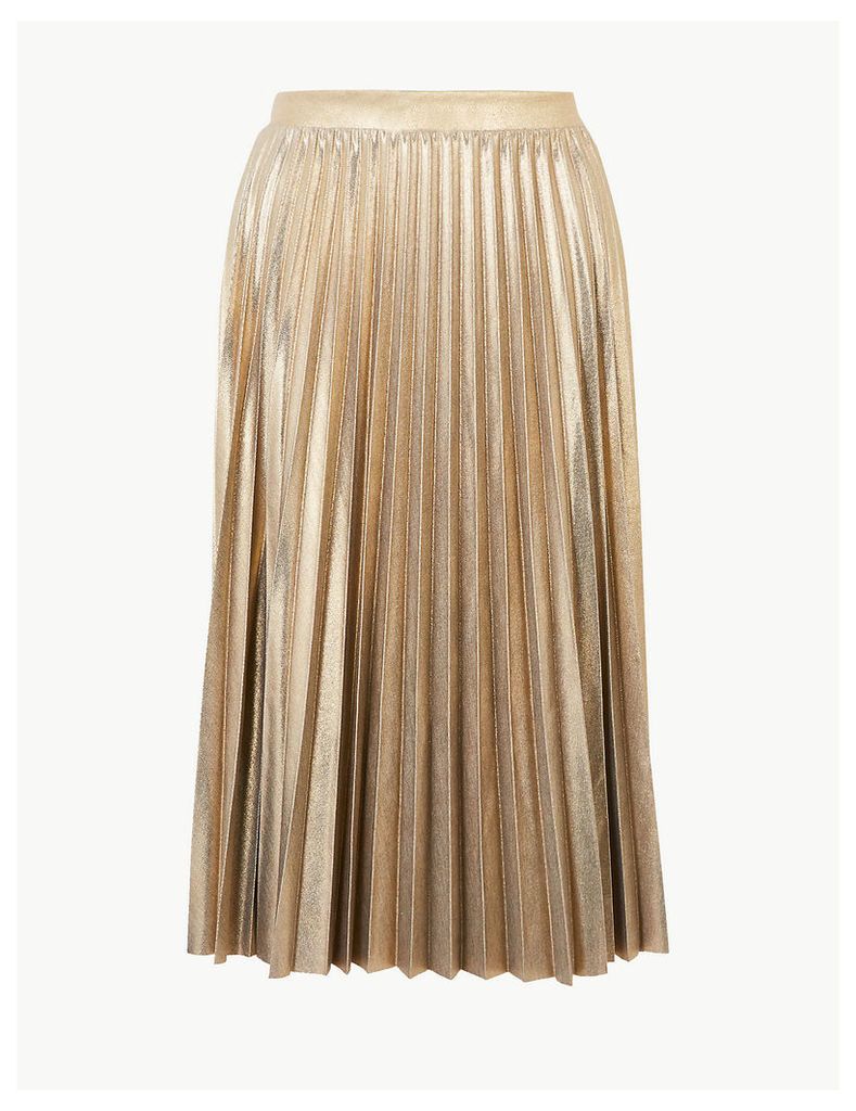 M&S Collection Metallic Jersey Pleated Skirt