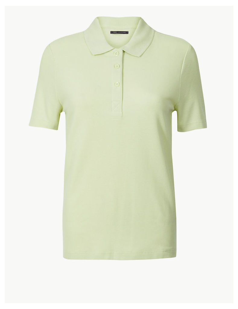 M&S Collection Pure Cotton Fitted Polo Shirt