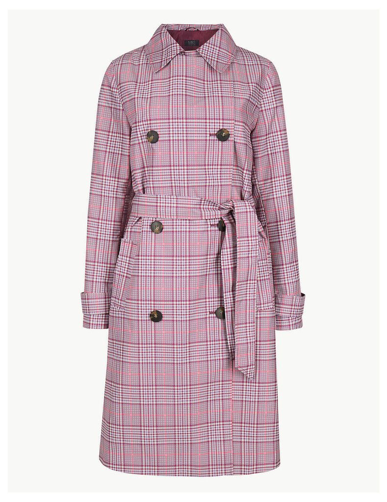 M&S Collection Checked Double Breasted Trench Coat